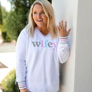 Jadelynn Brooke White 'Wifey' Sweatshirt